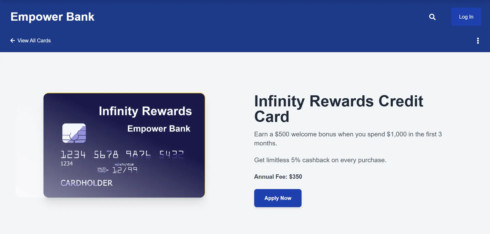Screenshot of Financial Landing Page project