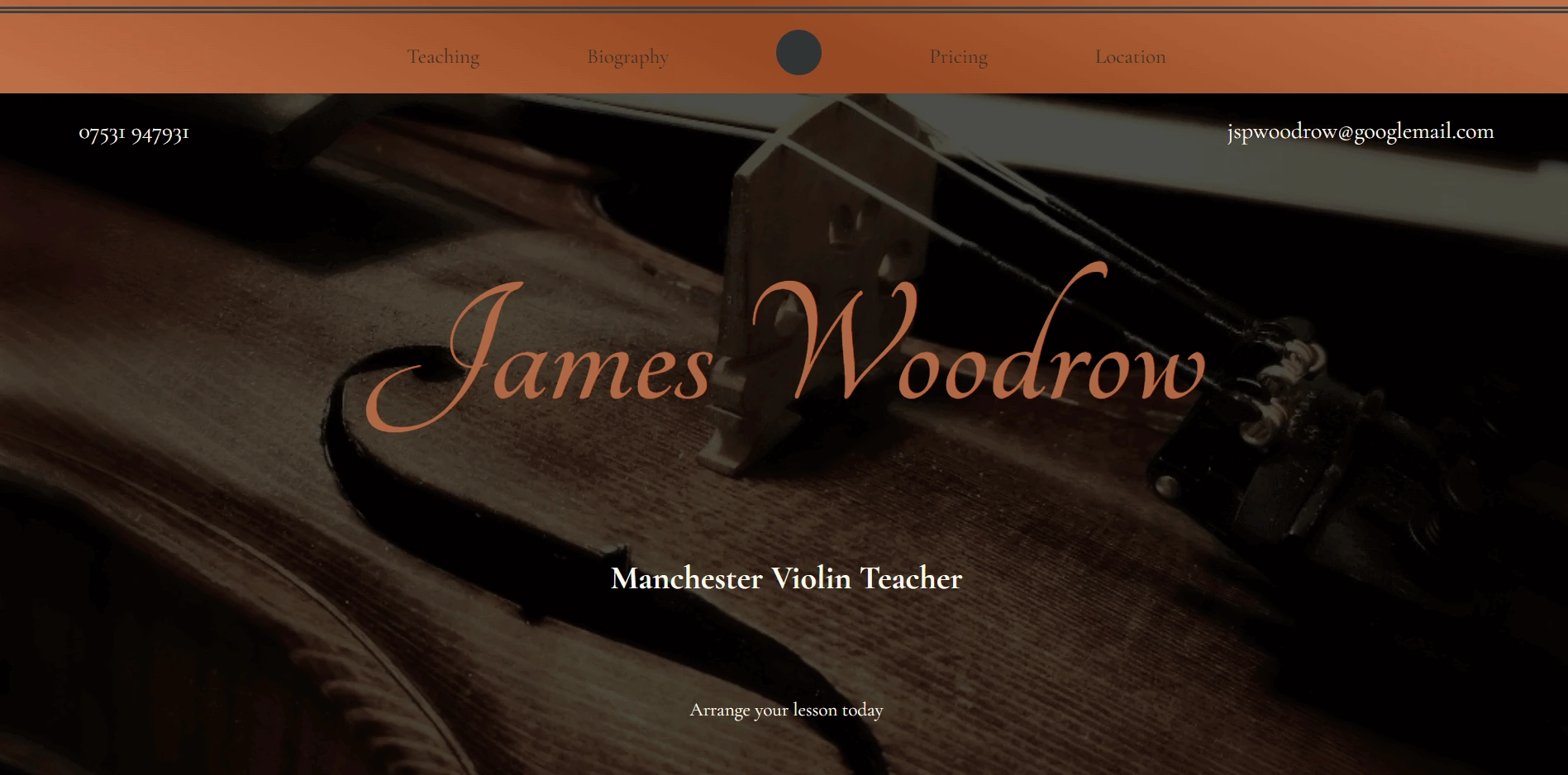 Screenshot of James Woodrow Violin project